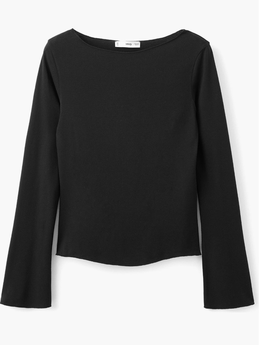 MANGO MNG Black Boatneck Top size Small lightweight long sleeve women’s shirt